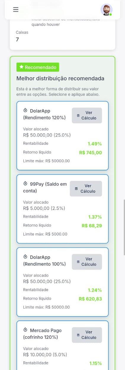 Simulador Método Caixa D'Água (versão mobile)